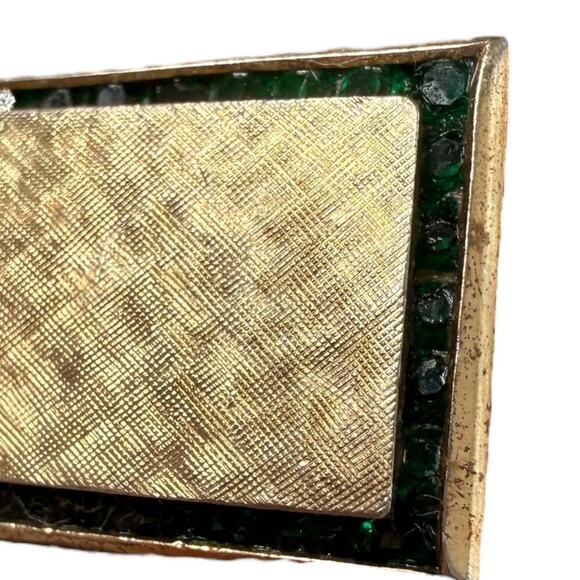 VTG Da Vinci Cufflinks Sterling Silver With Gold Vermeil  green stones cufflinks - Picture 4 of 9